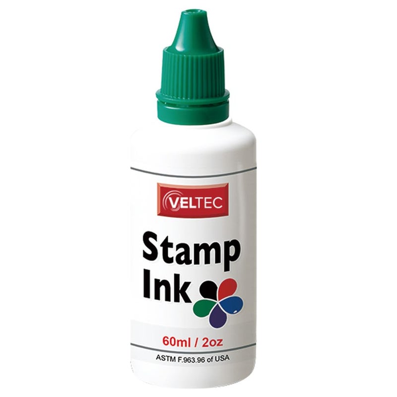 Veltec S-81 Premium Stamp Refill Ink for Self-Inking and Rubber Stamp Pads - 2 oz (Green) - Image 1